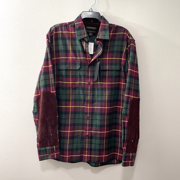 Banana Republic Other - Banana Republic L Luxe Flannel Shirt Plaid Mens Organic Cotton Elbow Patches NWT